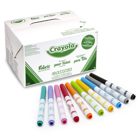 CRAYOLA Fabric Markers, Fine Line, 10 Colors, 80 Count BIN588215